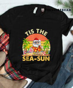 Tis The Sea Sun Santa Beach Summer Christmas In July Shirt