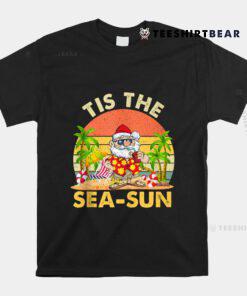 Tis The Sea Sun Santa Beach Summer Christmas In July Shirt