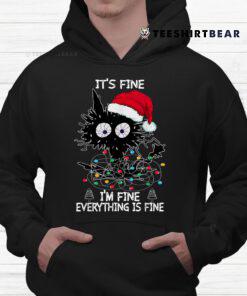 Black Cat Christmas Its Fine Im Fine Everything Is Fine Shirt