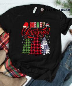 Buffalo Plaid And Leopard Santa Hat Christmas Tree Lights Shirt