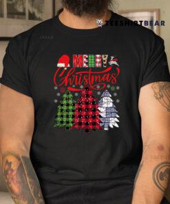 Buffalo Plaid And Leopard Santa Hat Christmas Tree Lights Shirt