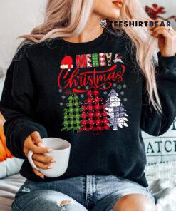 Buffalo Plaid And Leopard Santa Hat Christmas Tree Lights Shirt