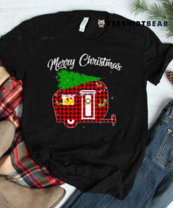 Buffalo Plaid Camper Merry Christmas Shirt