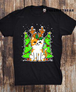 Christmas Cat Reindeer Antlers Shirt