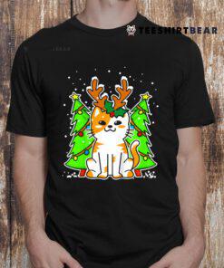 Christmas Cat Reindeer Antlers Shirt