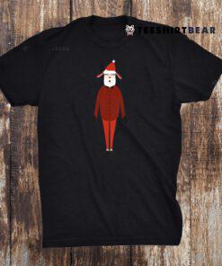 Christmas Hipster Santa Claus In Cute Beanie W Ear Flaps Shirt