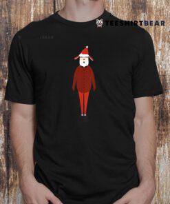 Christmas Hipster Santa Claus In Cute Beanie W Ear Flaps Shirt