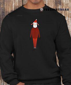 Christmas Hipster Santa Claus In Cute Beanie W Ear Flaps Shirt