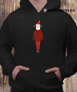 Christmas Hipster Santa Claus In Cute Beanie W Ear Flaps Shirt