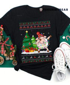 Dabbing Sheep Santa Hat Ugly Christmas Sweater Shirt