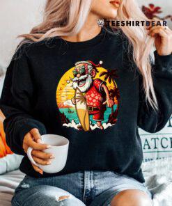 Hawaiian Surfing Santa Christmas Pajama Hawai  Shirt