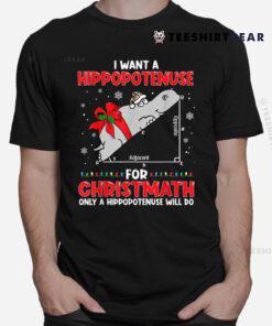 I Want A Hippopotenuse For Christmath Math Teacher Christmas Shirt
