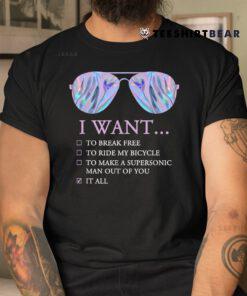 I Want To Ride My Bicycle I Sunglasses Disco Shirt