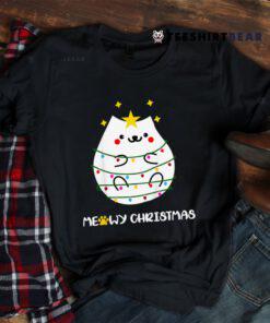 Meowy Catmas Cat Christmas Xmas Lights Wrapped Around Shirt