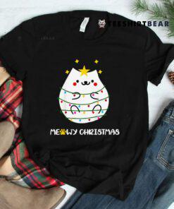 Meowy Catmas Cat Christmas Xmas Lights Wrapped Around Shirt