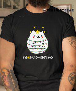Meowy Catmas Cat Christmas Xmas Lights Wrapped Around Shirt