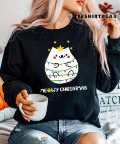 Meowy Catmas Cat Christmas Xmas Lights Wrapped Around Shirt