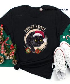 Meowy Catmas Merry Catmas Black Cat Christmas Xmas Shirt