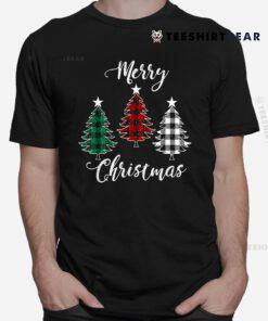 Merry Christmas Yll With Buffalo Plaid Trees Pine Shirt