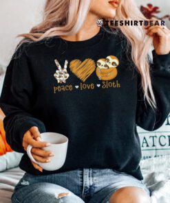 Peace Love Sloth Shirt Hand Sign Heart Sloth Shirt