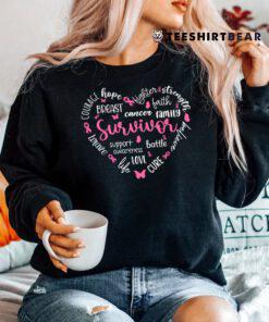 Pink Ribbon Heart Breast Cancer Awareness Survivor Warrior Shirt
