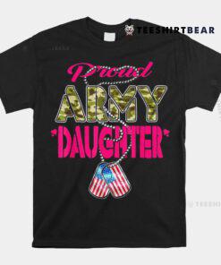 Proud Army Daughter US Flag Camo Dog Tags Military Child Shirt