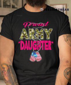 Proud Army Daughter US Flag Camo Dog Tags Military Child Shirt