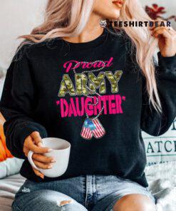 Proud Army Daughter US Flag Camo Dog Tags Military Child Shirt