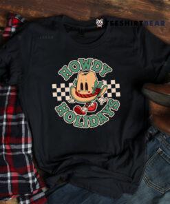 Retro Cartoon Christmas Cowboy Hat Howdy Holidays Shirt