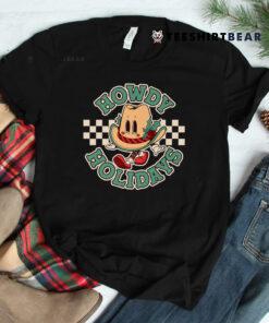 Retro Cartoon Christmas Cowboy Hat Howdy Holidays Shirt