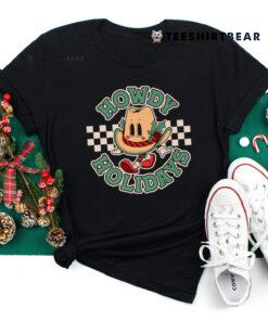 Retro Cartoon Christmas Cowboy Hat Howdy Holidays Shirt