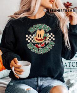 Retro Cartoon Christmas Cowboy Hat Howdy Holidays Shirt