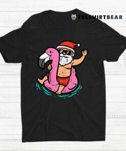 Santa Flamingo Floatie Christmas In July Summer Shirt