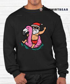 Santa Flamingo Floatie Christmas In July Summer Shirt