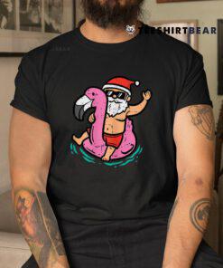 Santa Flamingo Floatie Christmas In July Summer Shirt