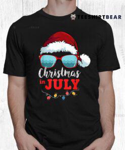 Santa Hat Sunglasses Summer Christmas In July Shirt
