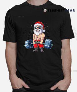 Santa Weightlifting Christmas Fitness Gym Deadlift Xmas Shirt