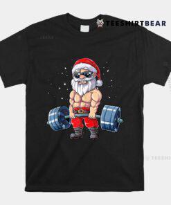 Santa Weightlifting Christmas Fitness Gym Deadlift Xmas Shirt