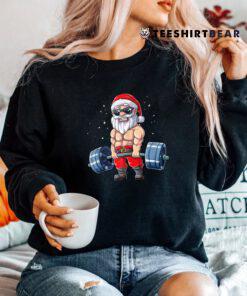Santa Weightlifting Christmas Fitness Gym Deadlift Xmas Shirt