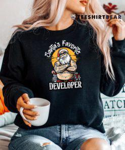 Santa's Favorite Developer Funny Christmas Bad Santa Claus Shirt