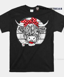 Scottish Highland Cow Cattle Hairy Cow Flowers Woman Shirt