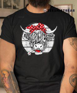 Scottish Highland Cow Cattle Hairy Cow Flowers Woman Shirt