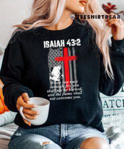 Thin Red Line Firefighter Cross Bible Verse American Flag Shirt