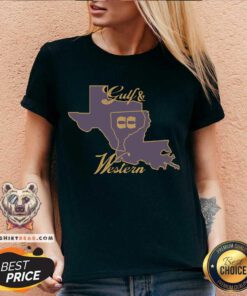 Gulf and Western Teal Map Retro v-neck