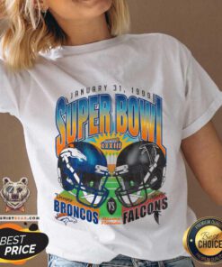 Dueling Super Bowl XXXIII Denver Broncos vs Atlanta Falcons v-neck