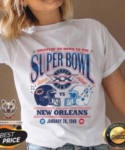 Dueling Super Bowl XX New Orleans Bears vs Patriot v-neck