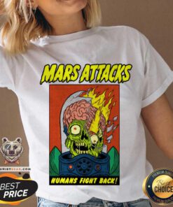 Mars Attacks Humans Fight Back v-neck