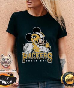 Nice Green Bay Packers Mickey At Quarterback Disney Vintage Football V-neck