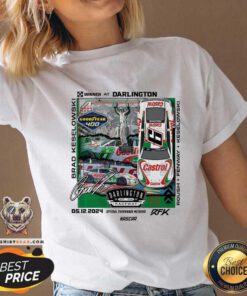 Nice Keselowski Flag Sports Heather Charcoal 2024 400 Race Winner V-neck