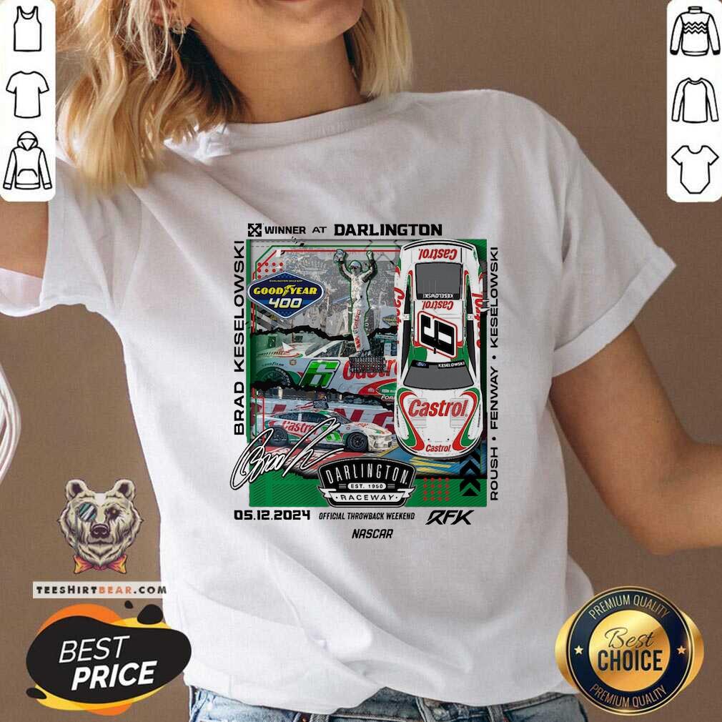 Nice Keselowski Flag Sports Heather Charcoal 2024 400 Race Winner V-neck